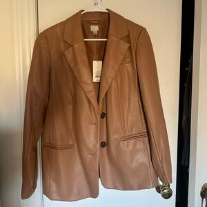 A New day Camel Faux Leather Blazer